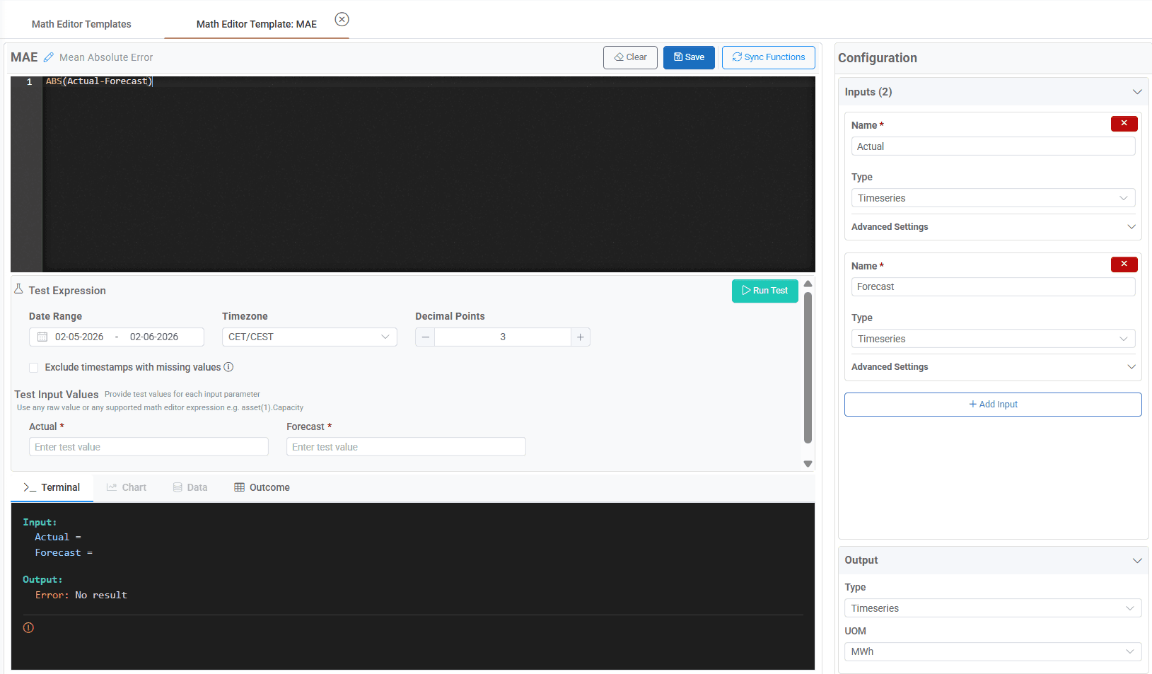 Reusable Calculation Templates in the Math Editor