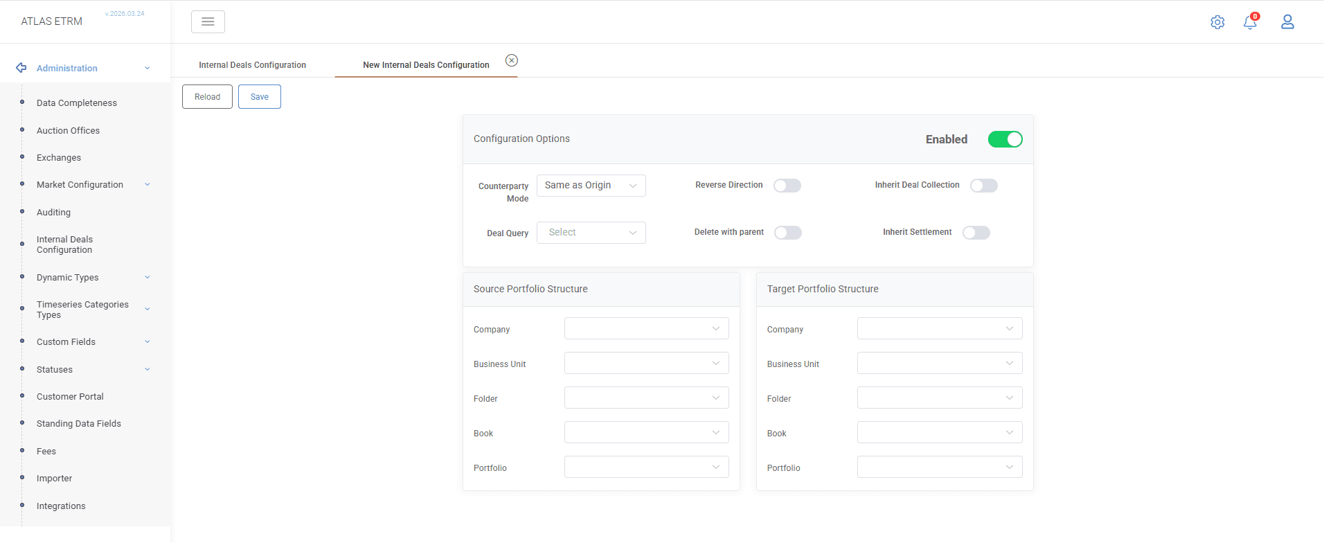 6. Internal Deals Configuration